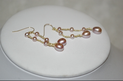 + 14k Yellow Gold Threaded Pale Pink  Freshwated Pearl 3 Piece Set