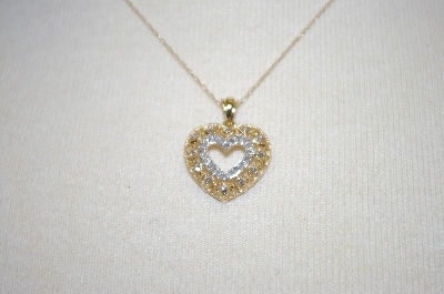 +MBA #21-225    14K Yellow Gold Diamond Heart Pendant With 16" Chain