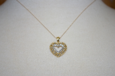 +MBA #21-225    14K Yellow Gold Diamond Heart Pendant With 16" Chain