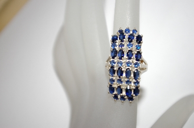 +MBA #21-158  35 Stone Blue Sapphire Sterling Ring