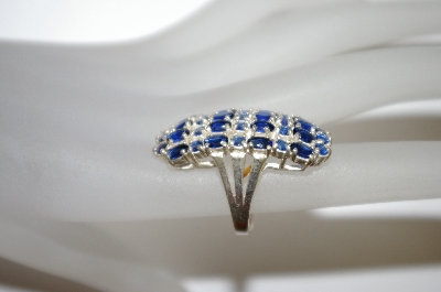 +MBA #21-158  35 Stone Blue Sapphire Sterling Ring