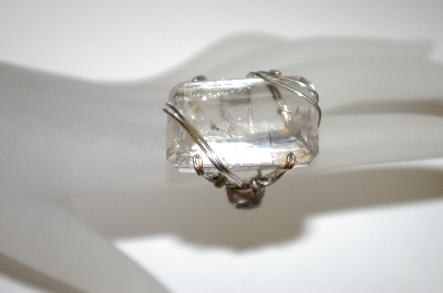 +MBA #21-115  Large Fancy Wire Wrapped Clear Quartz Ring
