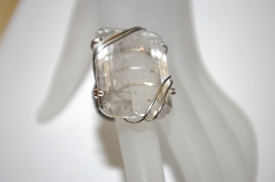 +MBA #21-115  Large Fancy Wire Wrapped Clear Quartz Ring