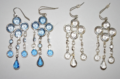 +MBA #21-234B  Set Of 4 Pairs Silver Tone Bezel Set Acrylic Dangle Earrings