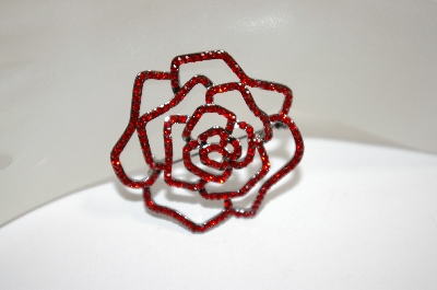 +MBA #18-384  Red Rose Crystal Pin/Pendant Combo