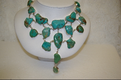 +MBA #S19-2383    "15 Nugget Blue & Green Turquoise Necklace