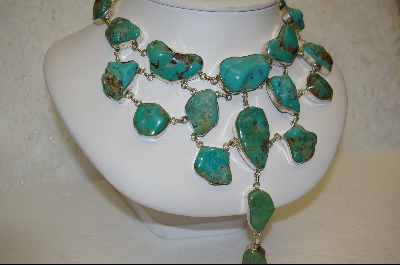 +MBA #S19-2383    "15 Nugget Blue & Green Turquoise Necklace