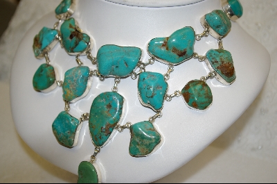 +MBA #S19-2383    "15 Nugget Blue & Green Turquoise Necklace