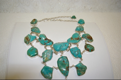 +MBA #S19-2383    "15 Nugget Blue & Green Turquoise Necklace