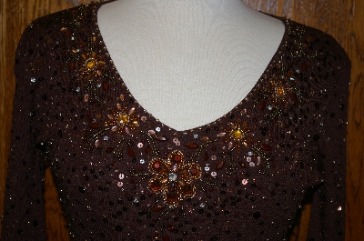 +MBA #23-418   "Pierri  New Your Chocolate Brown Hand Embelished Sweater