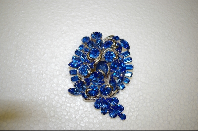 +MBA #WBB   "Weiss" 1950's Large Blue Austrain Crystal Brooch