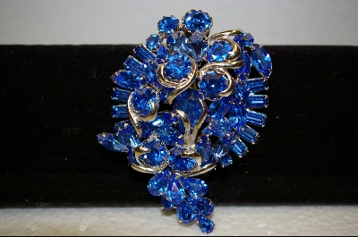 +MBA #WBB   "Weiss" 1950's Large Blue Austrain Crystal Brooch