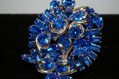 +MBA #WBB   "Weiss" 1950's Large Blue Austrain Crystal Brooch