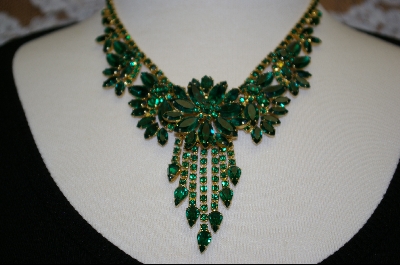 +MBA #PO-208  "Large Emerald Green Austrian Crystal Necklace