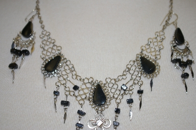 +MBA #24-004  Peruvian Black Onxy Necklace With Matching Earrings