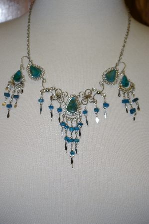 "SOLD"  MBA #24-097  Peruvian Turquoise Necklace & Matching Earrings