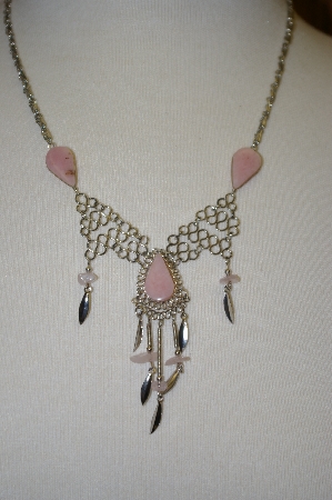 +MBA #24-091  Peruvian Pink Opal Necklace & Matching Earrings