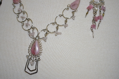 +MBA #24-027  Peruvian Pink Opal & Rose Quartz Necklace & Matching Earrings