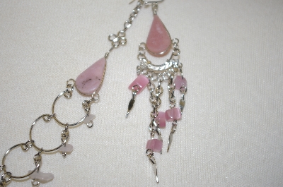 +MBA #24-027  Peruvian Pink Opal & Rose Quartz Necklace & Matching Earrings