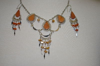 +MBA #24-019  Peruvian Hand Made Jasper Necklace & Earrings