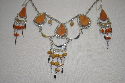 +MBA #24-019  Peruvian Hand Made Jasper Necklace & Earrings