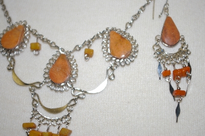 +MBA #24-019  Peruvian Hand Made Jasper Necklace & Earrings