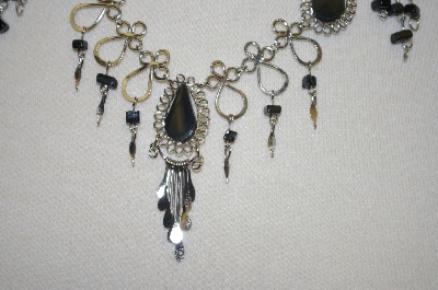 +MBA #24-015  Peruvian Black Onyx Necklace & Matching Earrings