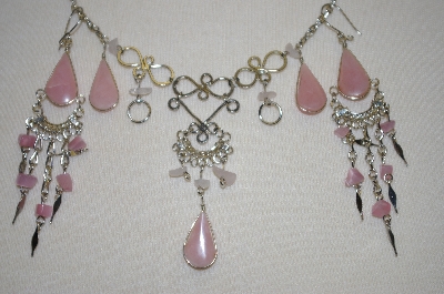 +MBA #24-003  Peruvian Pink Opal Necklace & Earrings