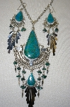 Peruvian Blue/Green Turquoise Large Necklace & Earrings Set