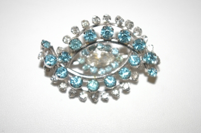 +MBA #24-268  Blue & Clear Crystal Silver Tone Pin