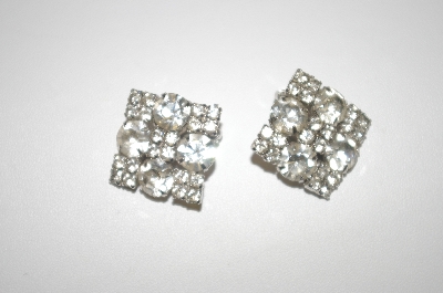 +MBA #24-311  "Square Clear Crystal Clip On Earrings