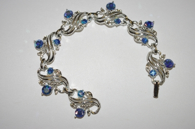 +MBA #24-298  "SilverTone Blue AB Crystal Bracelet