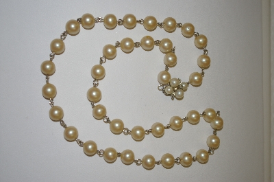 +MBA #21-148  Faux Glass Pearl  Necklace With Jeweled Clasp 