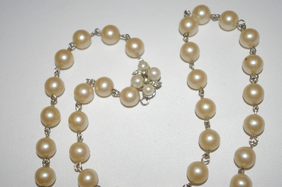 +MBA #21-148  Faux Glass Pearl  Necklace With Jeweled Clasp 