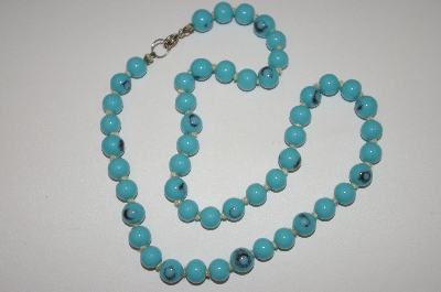 +MBA #24-152  "Turquoise Colored Glass Bead Necklace