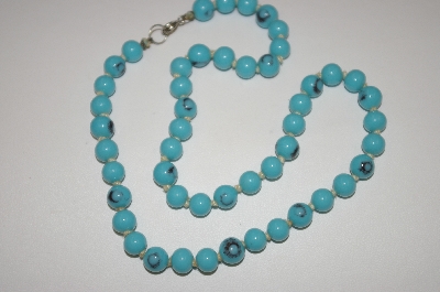 +MBA #24-152  "Turquoise Colored Glass Bead Necklace