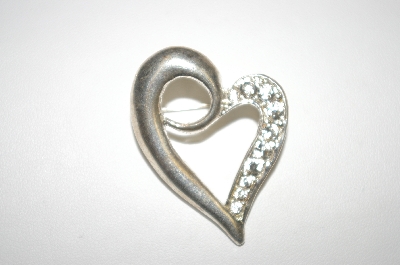 +MBA #24-290  Clear Crystal Silver Tone Heart Pin