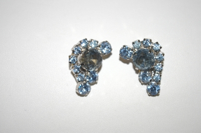 +MBA #24-302  Blue Crystal Clip Style Earrings