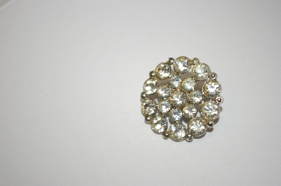 +MBA #24-386   Silvertone Clear Crystal Round Pin