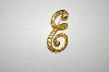 +MBA #24-416  Vintage Gold Plated Fancy "E" Pin With Crytsals