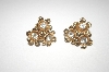 +MBA #24-472   Vintage Barclay Gold Plated & Crystal Flower Clip On Earrings