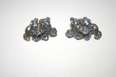 +MBA #24-467  Coro Screw Back Blue Crystal Earrings
