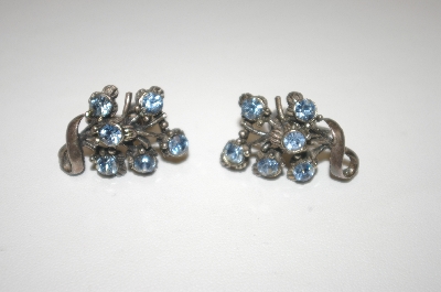 +MBA #24-467  Coro Screw Back Blue Crystal Earrings
