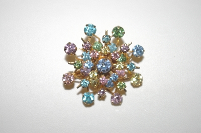 +MBA #24-443  Gold Plated Multi Colored Crystal Pin