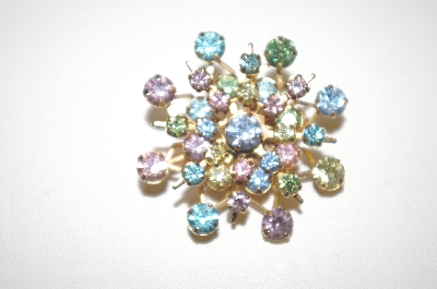 +MBA #24-443  Gold Plated Multi Colored Crystal Pin