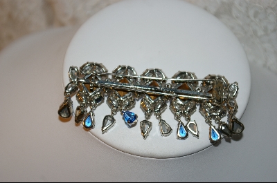 +MBA #DP    "Depose" Blue & Clear Crystal Double Pined Brooch