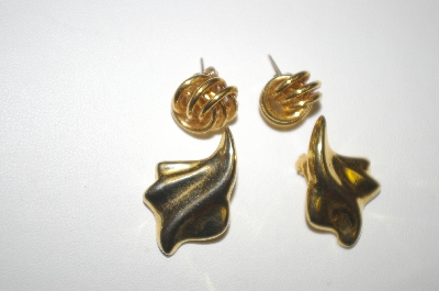 +MBA #25-035   Set Of Two Gold Plated Earrings