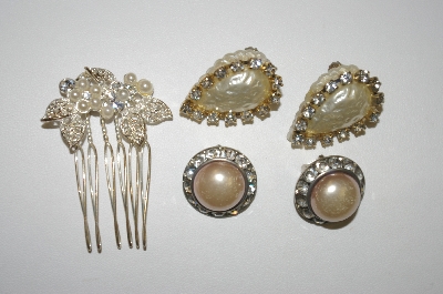 +MBA #25-074  Set Of Three/ 2  Pairs Of Earrings & One Hair Comb