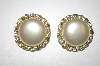 +MBA #25-059  Gold Plated Faux Pearl & Crystal Clip On's