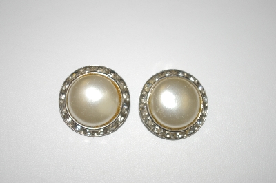 +MBA #25-052  Coro Silver Tone Faux Pearl Clip On Earrings